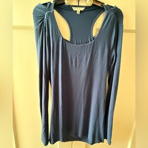 CAbi Navy Long Sleeve Back Drape with Racer Back Women's Top Size Medium